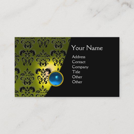 GEM DAMASK MONOGRAM yellow sapphire blue Visitekaartje (Voorkant)