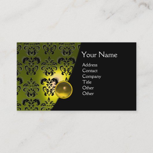 GEM DAMASK MONOGRAM yellow topaz Visitekaartje (Voorkant)