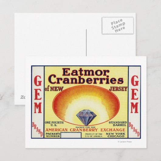 Gem Eatmor Cranberries Brand Label Briefkaart (Voorkant / Achterkant)