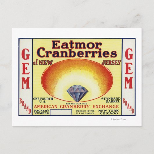 Gem Eatmor Cranberries Brand Label Briefkaart (Voorkant)