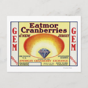 Gem Eatmor Cranberries Brand Label Briefkaart