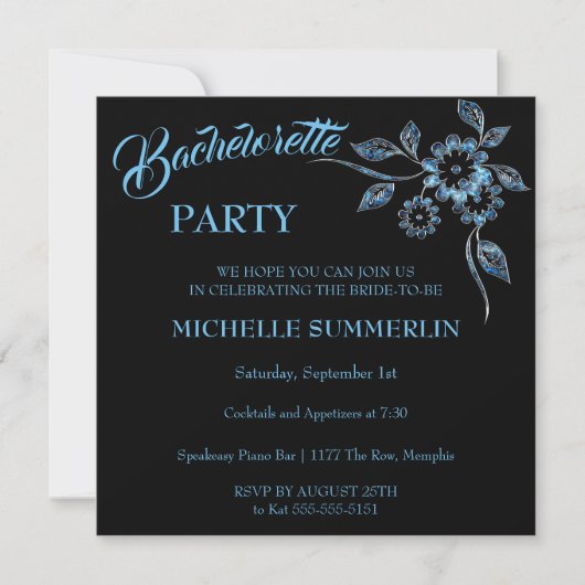 Gem Floral Bachelorette Party Invitation Kaart (Voorkant)