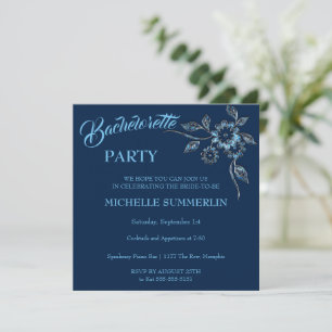 Gem Floral Bachelorette Party Invitation Kaart