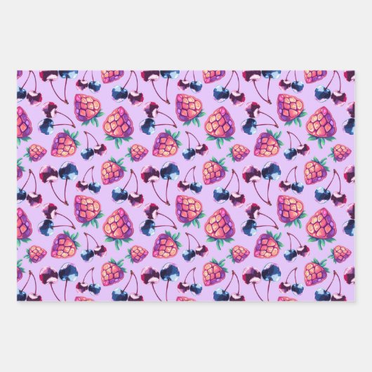 Gem Fruit Naadloze Patroon Gift Wrap Set Inpakpapier Vel (Voorkant 3)