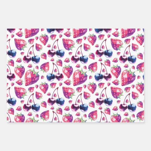 Gem Fruit Naadloze Patroon Gift Wrap Set Inpakpapier Vel (Voorkant 2)
