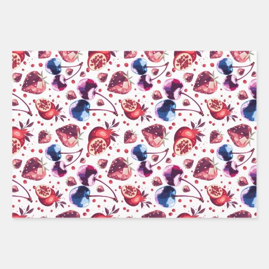 Gem Fruit Naadloze Patroon Gift Wrap Set Inpakpapier Vel (Voorkant)