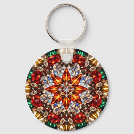 Gem Kaleidoscope Mandala – Sparkling Keychain (Voorkant)