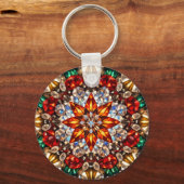 Gem Kaleidoscope Mandala – Sparkling Keychain (Voorkant)