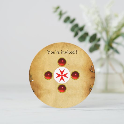 Gem kruis 1e Heilige Communie / Christening rood Kaart (Staand voorkant)