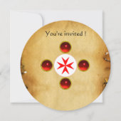 Gem kruis 1e Heilige Communie / Christening rood Kaart (Voorkant)