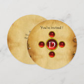 Gem kruis 1e Heilige Communie / Christening rood Kaart (Voorkant / Achterkant)