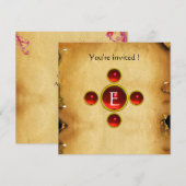 Gem kruis 1e Heilige Communie / Christening rood Kaart (Voorkant / Achterkant)