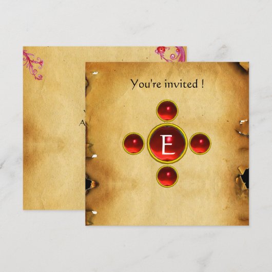 Gem kruis 1e Heilige Communie / Christening rood Kaart (Voorkant / Achterkant)