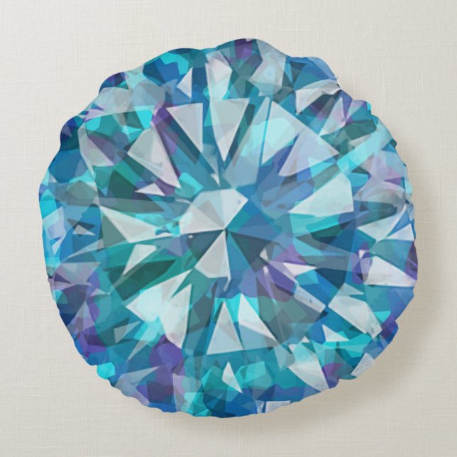 Gem met Blues en Purples Rond Kussen (Achterkant)