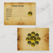 GEM MON,Yellow Topaz, Grey Agata, perkament Visitekaartje (Voorkant / Achterkant)