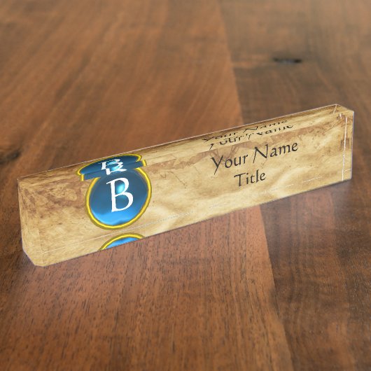 GEM MONOGRAM, BLUE SAPPHIRE, perkament Naambordje (Zijkant)