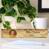 GEM MONOGRAM, ORANJE SAPPHIRE, perkament Naambordje