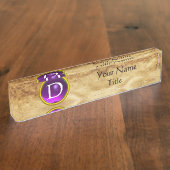 GEM MONOGRAM, PAARSE AMETHYST, perkament Naambordje (Zijkant)