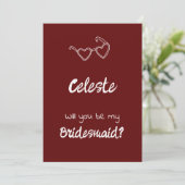 Gem & Pen Bruidsmeisje Uitnodiging Robijn (Staand voorkant)