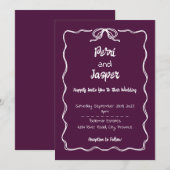 Gem & Pen Huwelijksuitnodiging Magenta Feestdagenkaart (Voorkant / Achterkant)