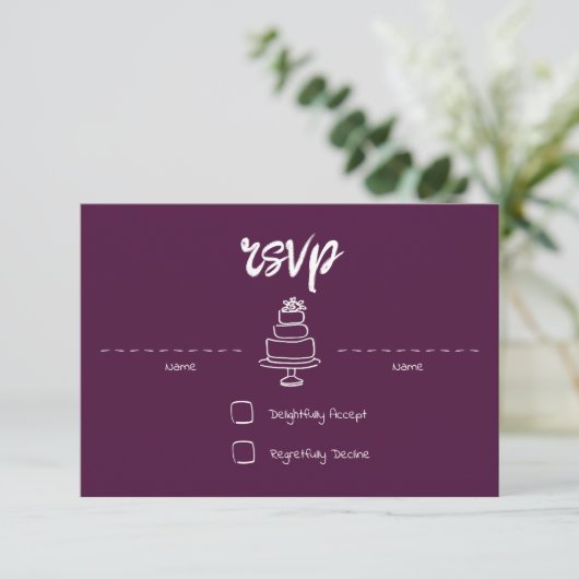 Gem & Pen RSVP Card Magenta (Staand voorkant)