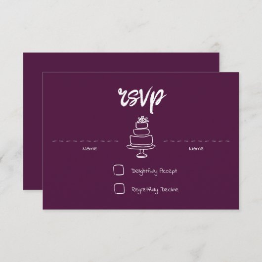 Gem & Pen RSVP Card Magenta (Voorkant / Achterkant)