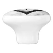 Gem steen, grijs / grijs marmer & zwart Onyx ornam Keramische Knop (Zijkant)