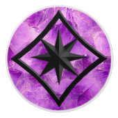 Gem Stone, Amethyst en Black Onyx Ornament Keramische Knop (Voorkant)