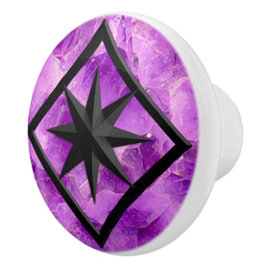 Gem Stone, Amethyst en Black Onyx Ornament Keramische Knop (Rechts)