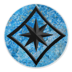 Gem Stone, Blue Granite en Black Onyx Ornament Keramische Knop