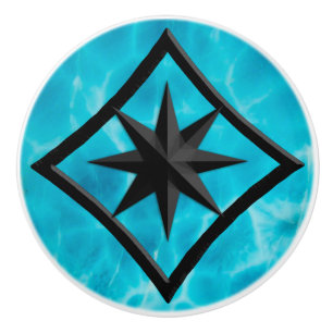 Gem Stone, Blue Larimar en Black Onyx Ornament Keramische Knop