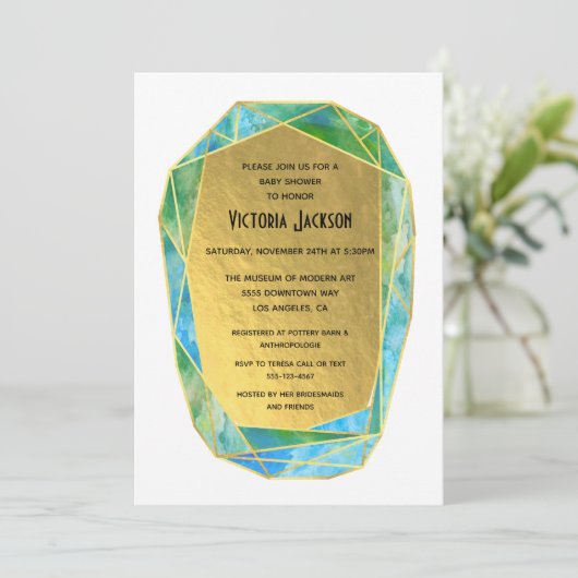 Gem Stone Goud Geometrische Crystal Baby shower Kaart (Staand voorkant)