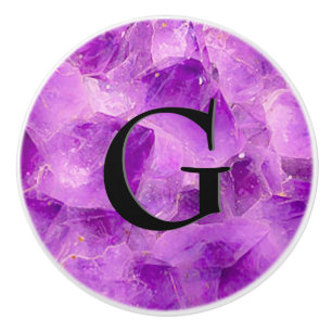 Gem Stone Pattern, Amethyst & Black Onyx Keramische Knop