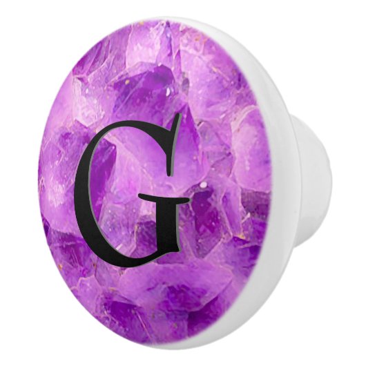 Gem Stone Pattern, Amethyst & Black Onyx Keramische Knop (Rechts)