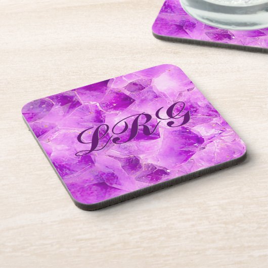 Gem Stone Pattern, Amethyst Crystal Slab Beverage Bier Onderzetter (Linkerzijde)