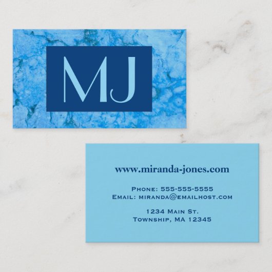 Gem Stone Pattern, Blue Bahia Granite Business Car Visitekaartje (Voorkant / Achterkant)