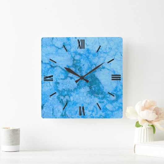 Gem Stone Pattern, Blue Bahia Granite Vierkante Klok (Huis)
