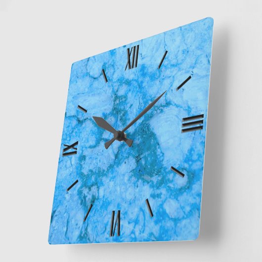 Gem Stone Pattern, Blue Bahia Granite Vierkante Klok (Hoek)