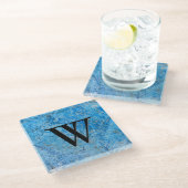 Gem Stone Pattern, Blue Granite & Black Onyx Glazen Onderzetter (Schuin)