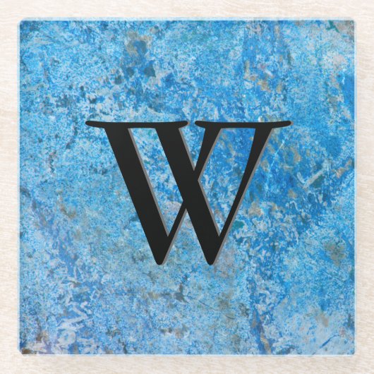 Gem Stone Pattern, Blue Granite & Black Onyx Glazen Onderzetter (Voorkant)