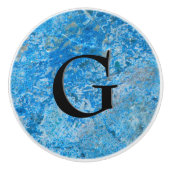 Gem Stone Pattern, Blue Granite & Black Onyx Keramische Knop (Voorkant)