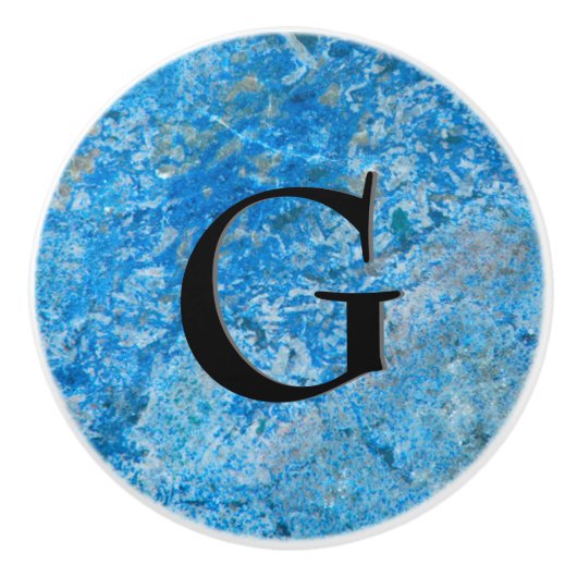 Gem Stone Pattern, Blue Granite & Black Onyx Keramische Knop (Voorkant)