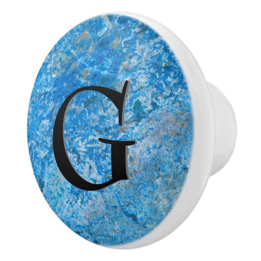 Gem Stone Pattern, Blue Granite & Black Onyx Keramische Knop (Rechts)