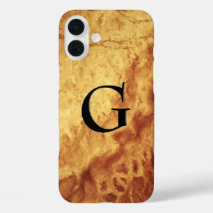 Gem Stone Pattern, Gold Tiger Eye & Black Onyx iPhone 16 Plus Hoesje