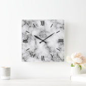 Gem Stone Pattern, Grey and Black Marble Vierkante Klok (Huis)