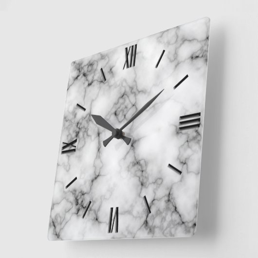 Gem Stone Pattern, Grey and Black Marble Vierkante Klok (Hoek)