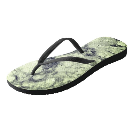 Gem Stone Pattern, grijs / grijs en zwarte marmer Teenslippers (Schuin)