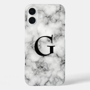 Gem Stone Pattern, grijs / grijs marmer & zwart On iPhone 16 Plus Hoesje