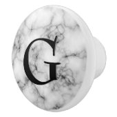 Gem Stone Pattern, grijs / grijs marmer & zwart On Keramische Knop (Rechts)