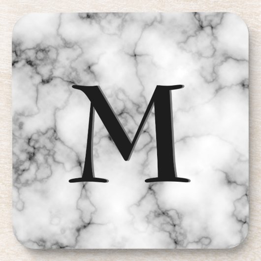 Gem Stone Pattern, grijs / grijs marmer & zwart On Onderzetter (Voorkant)